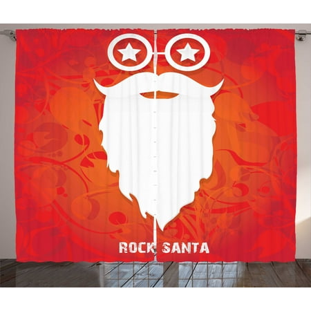 Indie Curtains 2 Panels Set Rock Santa Claus Christmas Theme