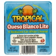 Tropical Queso Blanco Lite Reduced Fat Fresh White Cheese, 10 oz Vacuum Packed Film, rBST Free