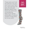 thumbnail image 7 of MeMoi Early Bird Rooster Bamboo Blend Crew Novelty Socks - Womens - Female, 9-11, Medium Gray Heather, 7 of 7