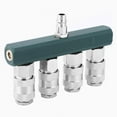 thumbnail image 1 of Quick Connect Coupler, Brass 4 Way Air Hose Connector NPT Thread 1/4in  For Air Compressor, 1 of 8