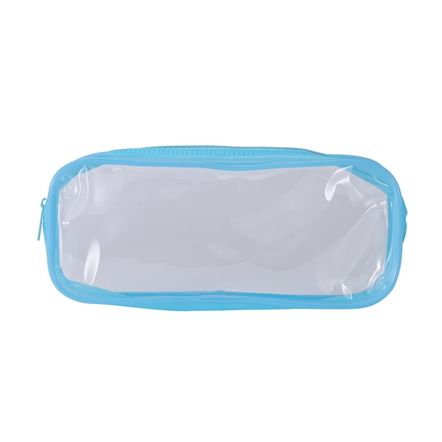 Trousse à Crayons Transparente en PVC avec Fermeture Éclair, Pochette de Rangement Portable pour Papeterie, Bleu Ciel