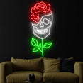 thumbnail image 3 of Craftnamesign Rose Skull Neon Sign, Bedroom Wall Decor, Skull Wall Art, 3 of 5