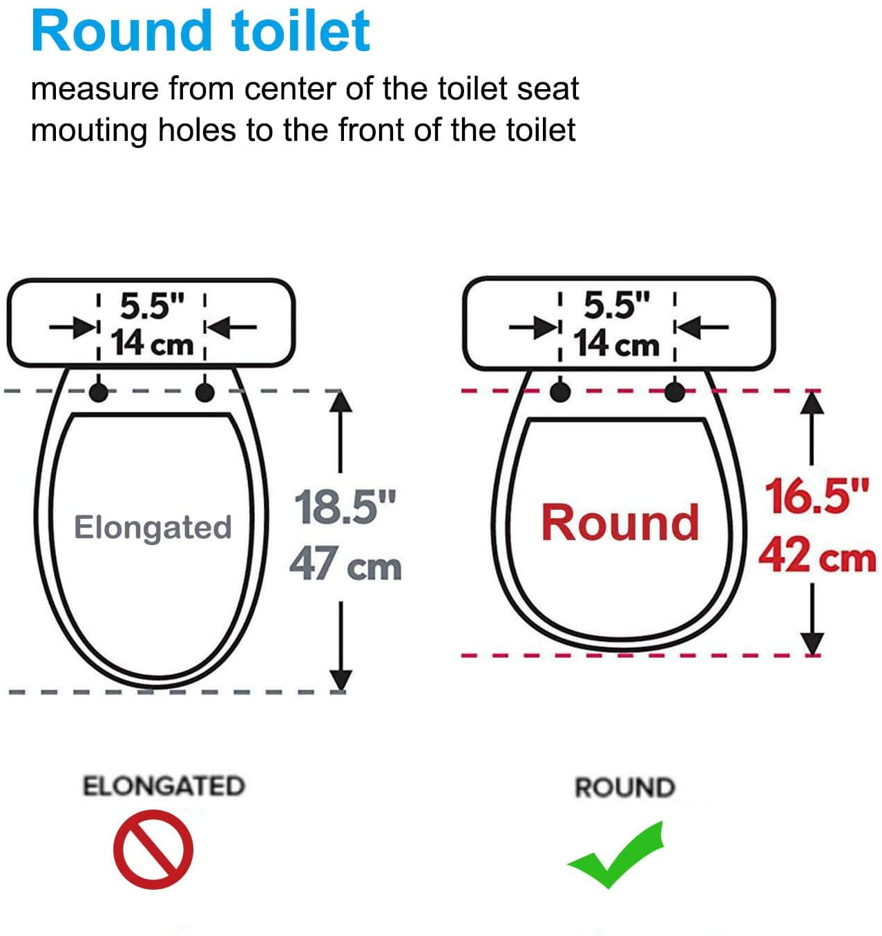 CADOVE Premium One Click Round Toilet Seat with Cover (Round) - White Color