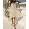 thumbnail image 5 of Beach Coverup Dress Crochet Hollow Out V Neck Swimwear Bikini Batwing Sleeve Swimsuit Cover Ups Bathing Suit Cover Up Alsol Lamesa, 5 of 6