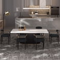 thumbnail image 2 of Morden Fort Modern Dining Table Set for 4, White Faux Marble Top Dining Table with 6 Black Chairs for Kitchen, Dining Room, Restaurant, Conference Room, 2 of 7