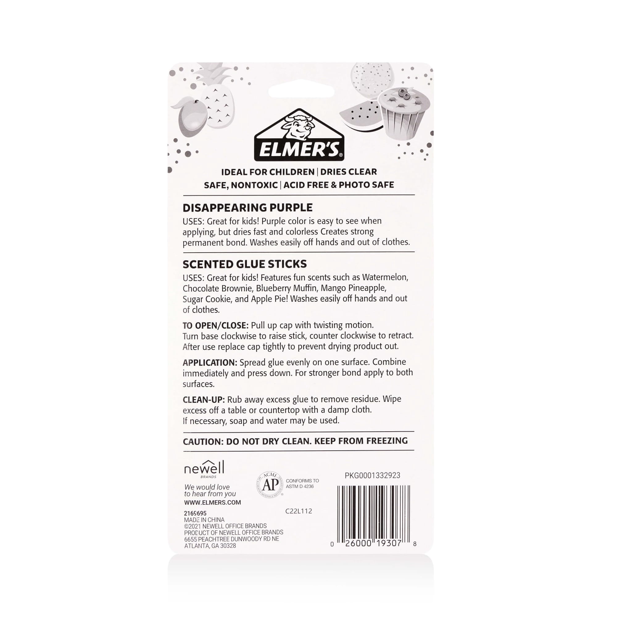 (2 pack) Elmer’s Scented Glue Sticks, Safe, Nontoxic School Glue, 3 Count, Giant Sticks (22 g each)