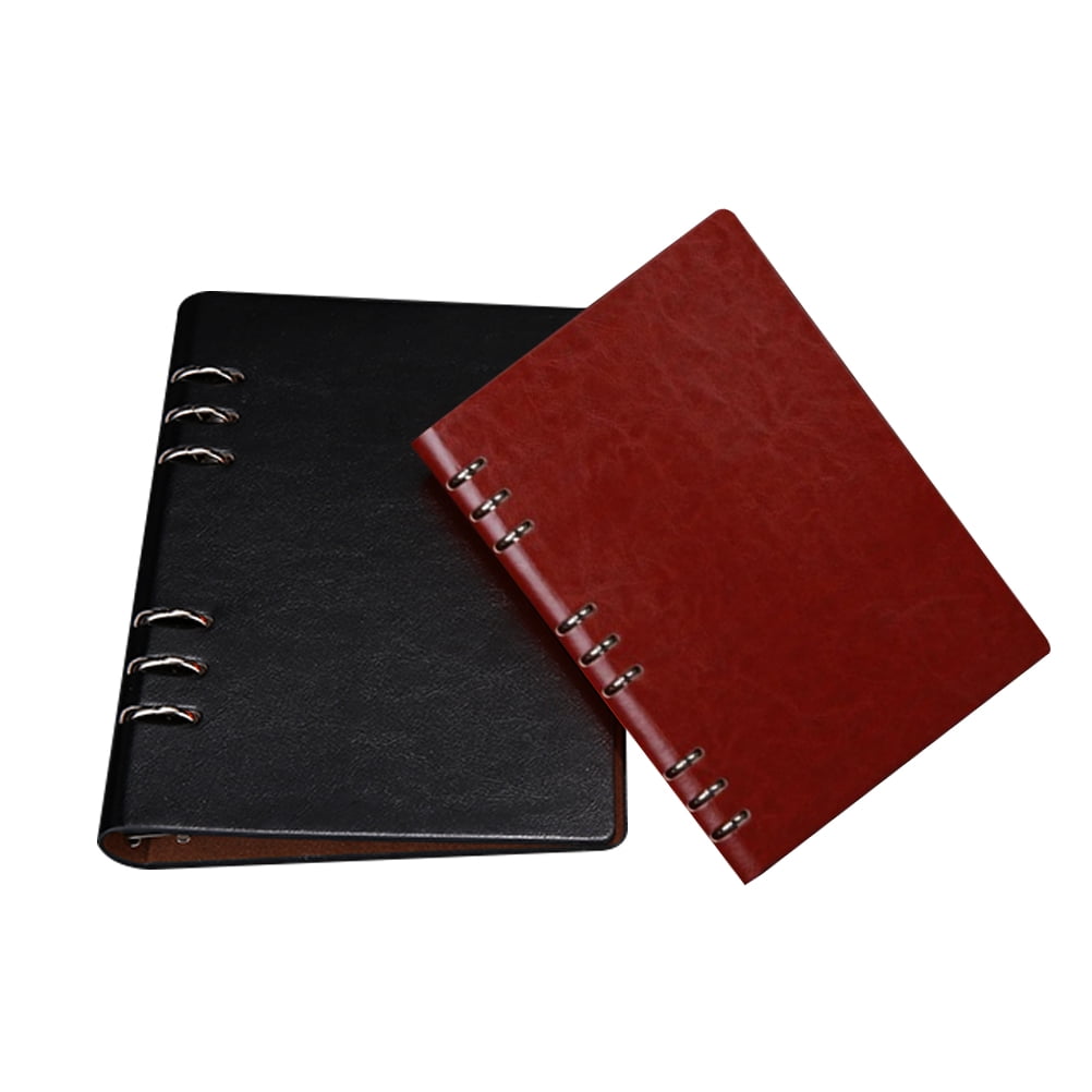 2Pcs A5 Fashion and Simple Leather Loose-leaf Notebook Journal Memos Punching Folder Notepad Booklet With Iron Ring Motebook Pape