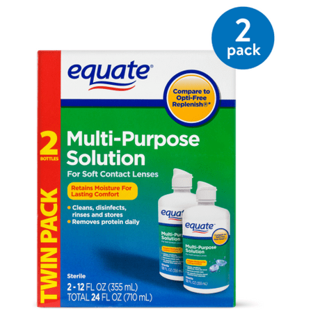 (2 Pack) Equate Sterile Multi-Purpose Contact Solution , 12 Oz, 2 Pk