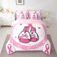 thumbnail image 2 of Feelyou Kawaii Boxing Gloves Twin Bedding Sets 7-Piece, Pink Hope Ribbon Bedding Comforter Set, Cartoon Love Heart Reversible Sheet Sets, Ultra Soft Bedroom Decor, 2 of 8
