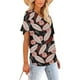 thumbnail image 4 of Camiseta de manga corta plisada elástica con cuello en V y estampado floral de talla grande para mujer OAVQHLG3B Store lin121212, 4 of 4