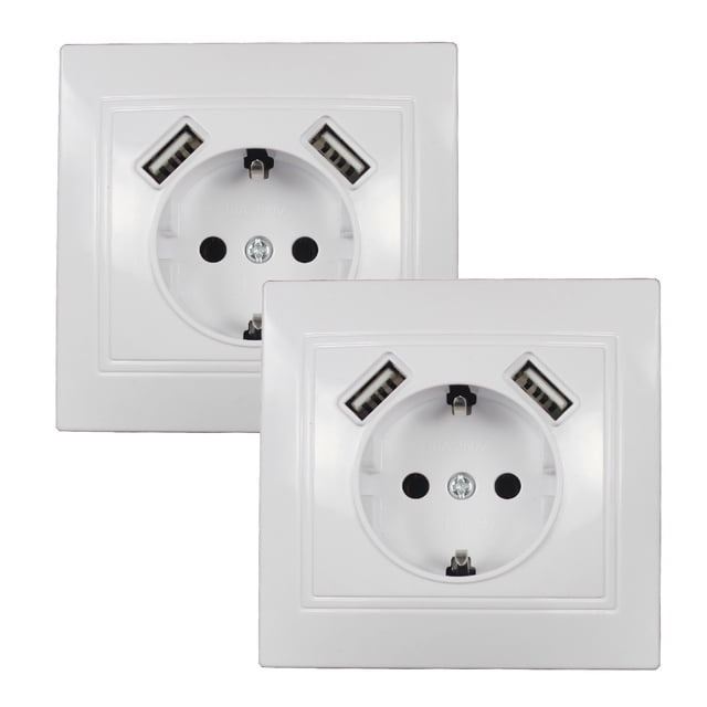 Toma de corriente empotrada de fácil instalación, puerto USB dual de uso universal para cocinas y oficinas, protección contra sobrecargas y cortocircuitos, bronce fosforado de alta precisión (paquete