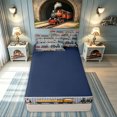 thumbnail image 4 of meiyoeat Vintage Steam Train Zipper Twin Comforter Sets with Fitted Sheet and 2 Pillowcases for Kids Boys, Retro Locomotive Car Zipper Bedding Set, Multicolor Gray, Blue ReversibleB, 4 of 6