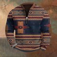thumbnail image 3 of Men's Retro Casual Ethnic Print Zipper Sweatshirt, Gradient Long Sleeve Pullover for Street Style,Navy,4XL, 3 of 5