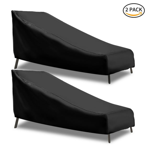 WZCPCV Waterproof Patio Lounge Chair Cover, Heavy Duty Outdoor Chaise Lounge Covers 2 Pack, 82L x 30W x 31/16H Inch,Black