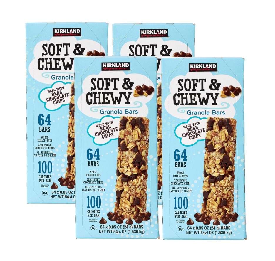 4 Pack Kirkland Signature Soft & Chewy Granola Bars, 0.85 oz, 64