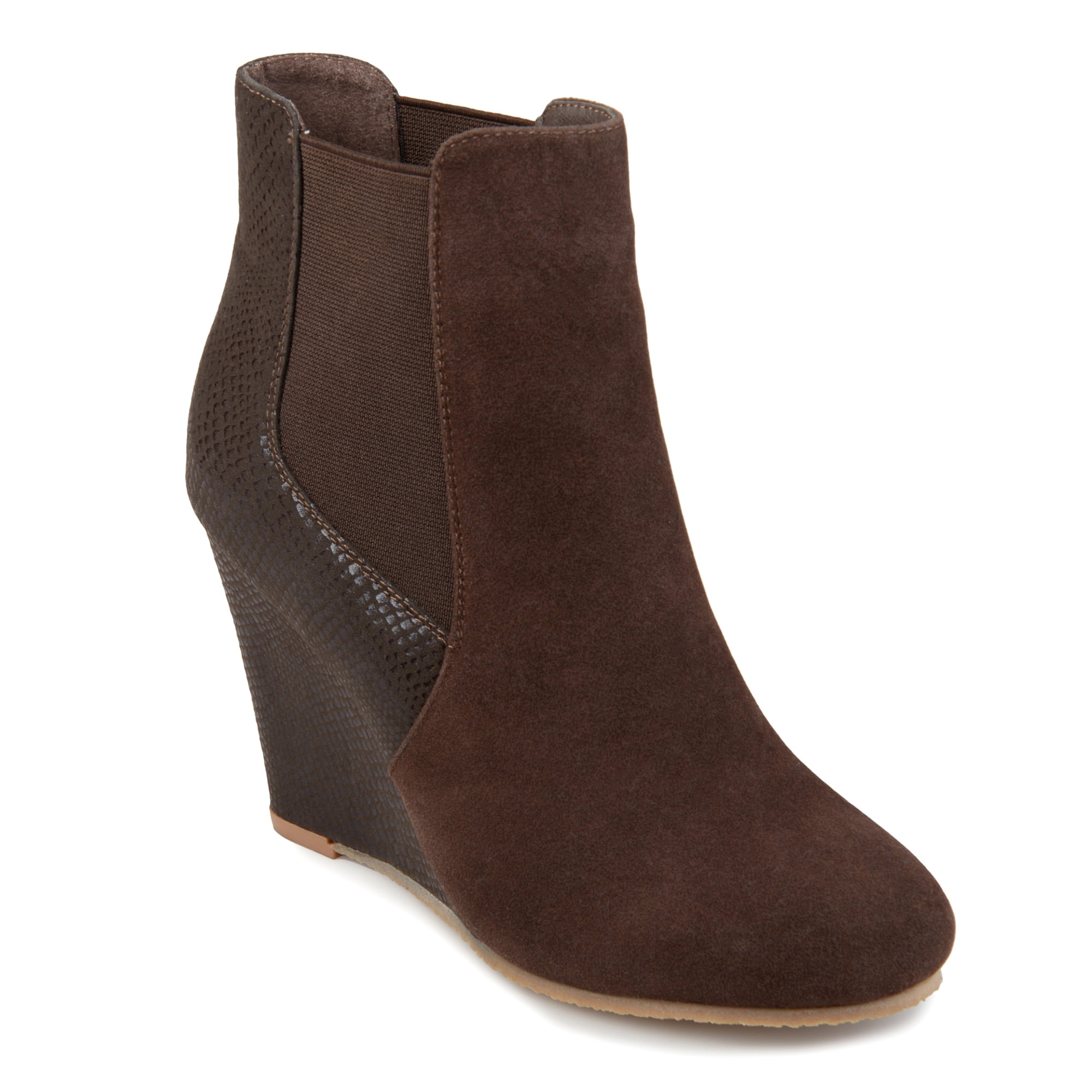 snakeskin wedge booties