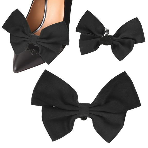 Uxcell 2-Pack Bow Shoe Clips, Satin Elegant Detachable Shoe Buckle Bridal Bow Heels Accessories [Black]