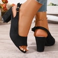 thumbnail image 5 of absuyy Womens Slingback Sandals Black Comfortable Low Block Heel Peep Toe Adjustable Strap Soft Flock Everyday Casual & Office Shoes,Size 6, 5 of 9