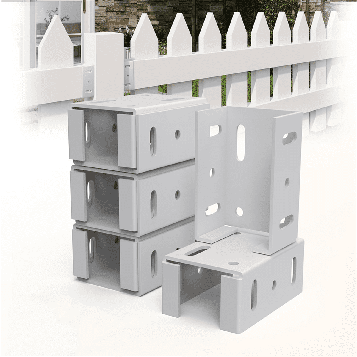Growment 2-3/4 Inch, Aluminum Heavy Duty, Vinyl Fencing Panel Fence Rails Bracket White