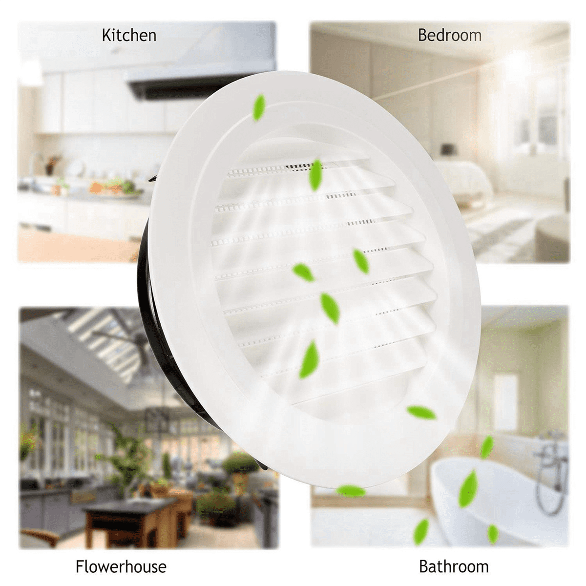 3pcs 8 Inch Round Air Vent ABS Louver Grille Cover White Soffit Vent with Built-in Fly Screen Mesh