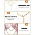 thumbnail image 4 of Aivtalk Women Metallic Sequin Tank Tops Shiny Backless Glitter Halter Sparkle Body Chain Bra Sleeveless Chainmail Rhinestone Cami Crop for Carnival Festival Rave Disco Rose Gold L for Valentine's Day, 4 of 7
