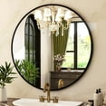 thumbnail image 4 of Round Mirror 24 Black Wall Mounted Circle Mirrors Vanity Mirror with Brushed Aluminum Alloy Frame Modern Decoration for Bathroom, Living Room, Vanity, Bedroom, Entryway, 4 of 17