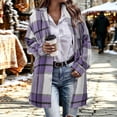 thumbnail image 3 of Perfectbot Women's Long Plaid Flannel Shacket Wool Blend Long Sleeve Casual Fall Jacket, 3 of 6
