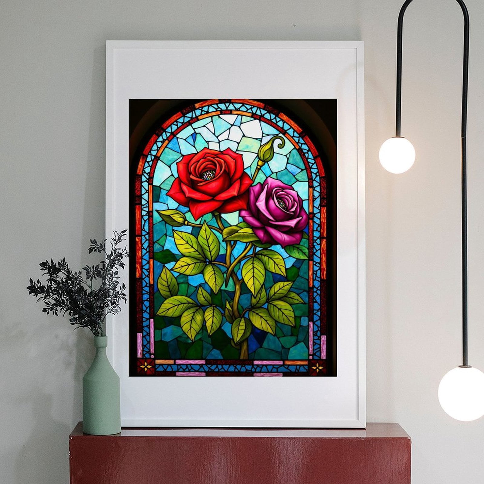 Diamond Art Kits for Adults - 5d Stained Glass Floral Beauty Diamond Painting for Adults, Diamond Art for Adults Beginners, Diamond Painting Kits for Adults for Home Wall Decor