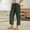 Army Green women cotton capri pants with pockets a1, variant on Cagogo Women Cotton Linen Capri Pants with Pockets Elastic Waist Straight Leg Casual Regular Fit Cropped Trousers for Summer Beach Work Party, Navy L