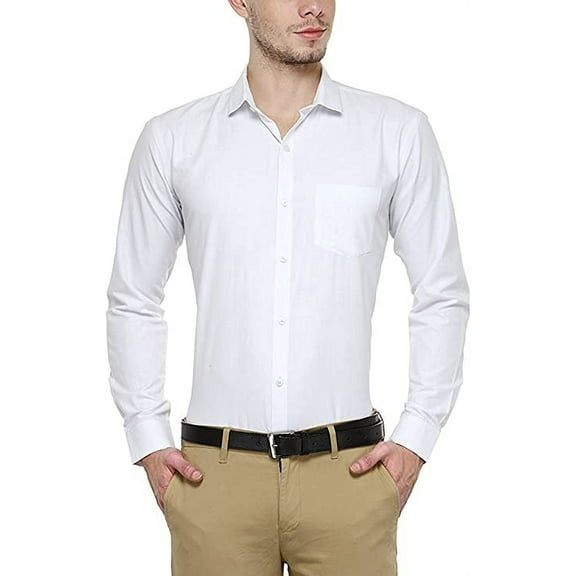 Royal Men's Cotton Formal Shirt (40, White)