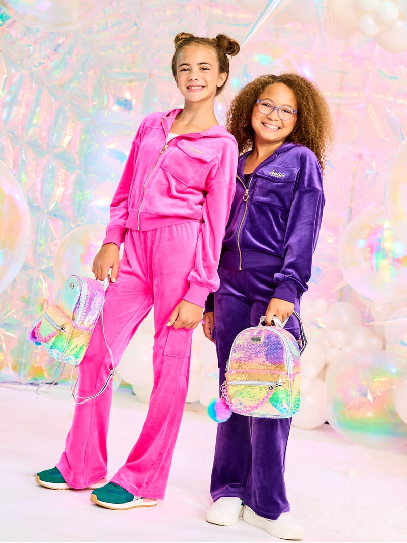 Justice Girls Velour Hooded Full Zip, Sizes XS - XLP - Walmart.com