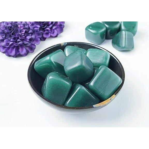 Green Jade Tumbled Stones - Reiki Chakra Healing - Decorative Pebbles & Vase Fillers - Tumble Stone for Jewellery, Vastu Correction - Home Office Decor -Gift Item - 13 Pieces Set