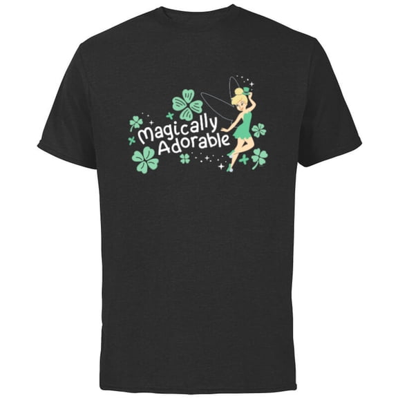 Disney Tinker Bell Magically Adorable Fairy St Patrick’s Day - Short Sleeve Cotton T-Shirt for Adults - Customized-Black