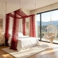 thumbnail image 5 of 2 Panels Lace Bed Canopy,Boho Vintage Hollow Out Embroidery Sheer Bed Curtains,Canopy Bed Curtains for Bedroom Decor, 5 of 6