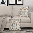 thumbnail image 2 of Brown Blue Grey Floral Pillow Covers 16x16 Set of 2 Flower Flower Block Print Decorative Throw Pillowcases Outdoor Spring Summer Farmhouse Cushion Cases Decor for Home Couch Sofa Bed, 2 of 7
