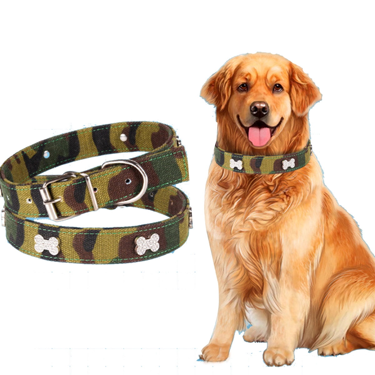 Martingale Dog Collar Canvas Adjustable Buckle Heavy Duty Collars for Dogs Desig 