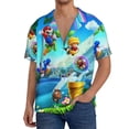 thumbnail image 7 of Lsque Mario print Men's Cuban Collar Short Sleeve Shirt Summer Beachwear Casual Button Down Fashionable Vacation Leisure Shirt-XX-Large, 7 of 7