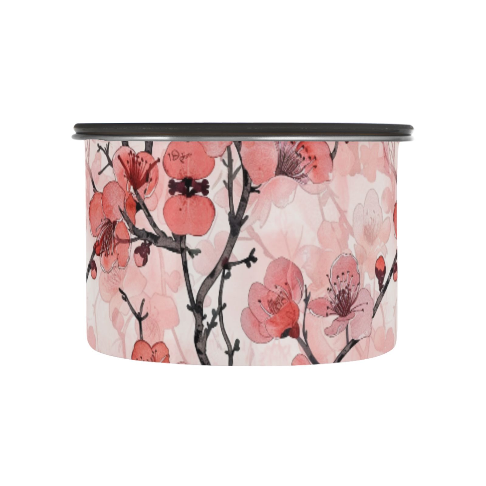 Red Cherry Blossom Floral Flowers Airtight Coffee Bean Canister 30oz Food Storage Containers with Lids For Gournd, Tea, Sugar, Flour, Rice, Cereal, Candy Cookie Jar