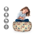 thumbnail image 2 of Retro Storage Toy Bag Chair, Hippie Van Guitar and Tent Motifs Along Flowers Pattern Freedom Theme, Stuffed Animal Organizer Washable Bag, Small Size, Dark Salmon and Slate Blue, by Ambesonne, 2 of 3