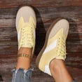 thumbnail image 2 of Rokment Womens Skate Low Top Fashion Sneakers Durable Non Slip Rubber Sole Fashion Casual Suede Color Block Skateboarding Walking Flat Tennis Shoes Yellow Size 7, 2 of 7