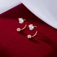 thumbnail image 4 of Sterling Silver CZ Half Hoop Earrings for Women Teens CZ Open Hoop Earrings Huggie Cartilage Helix Piercing Ball Screw Backs, 4 of 10