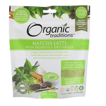 Organic Traditions  Matcha Latte with Probiotics and Vanilla  5 3 oz  150