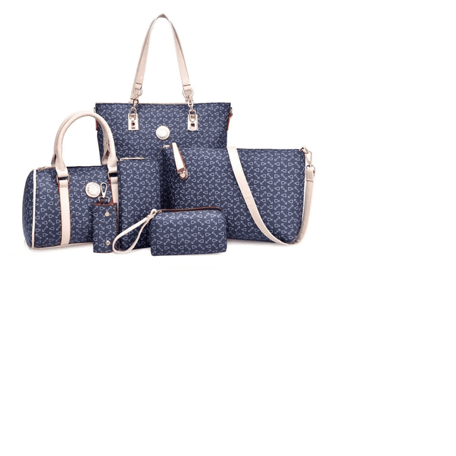 Set 6 Bolsas Mujer Estampado Cartera Moda Crossbody Tote Pu Xtellar Color Azul