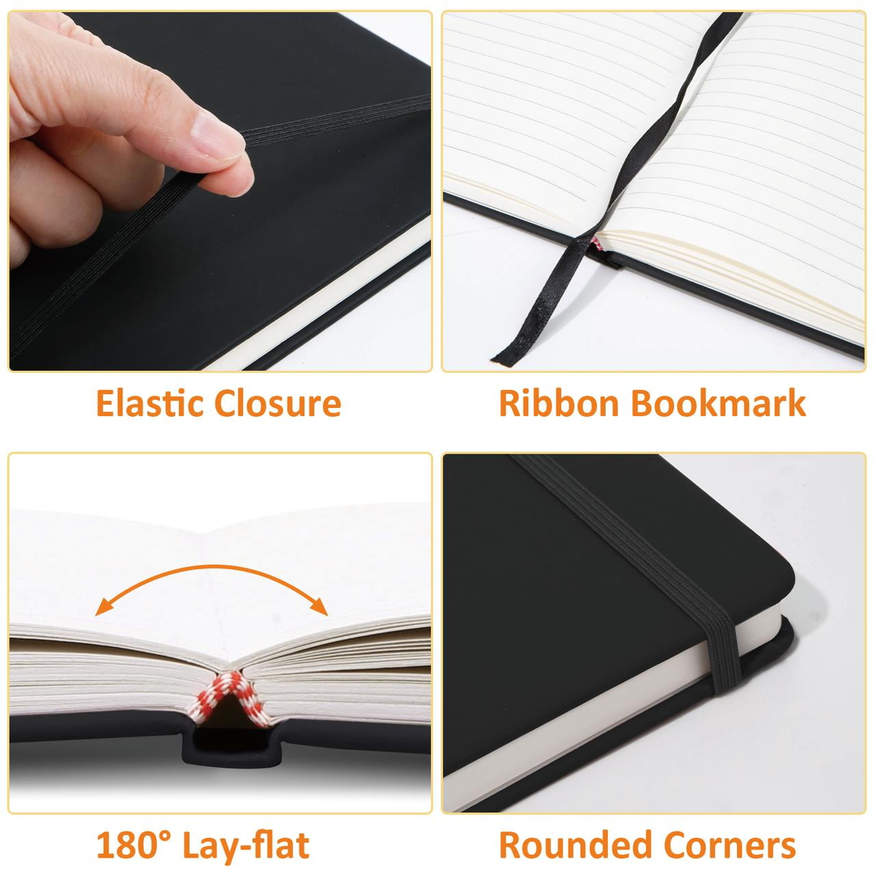 Comix Hardcover Notebooks,Lined Journal for Writing,Black 240 Pages, 5.4 x 8.3 inch 6Pack