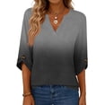 thumbnail image 5 of Womens 3/4 Length Sleeve Tunic Tops Casual Gradient V Neck Shirts Business Work Blouses Trendy Flowy Tees Gray 2XL, 5 of 6