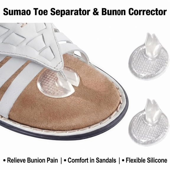 Sumao 6 Pairs Clear Silicone Toe Guards for Bunion Pain Relief — Non-Slip Thong Sandal Cushions, Flip-Flop Toe Protectors