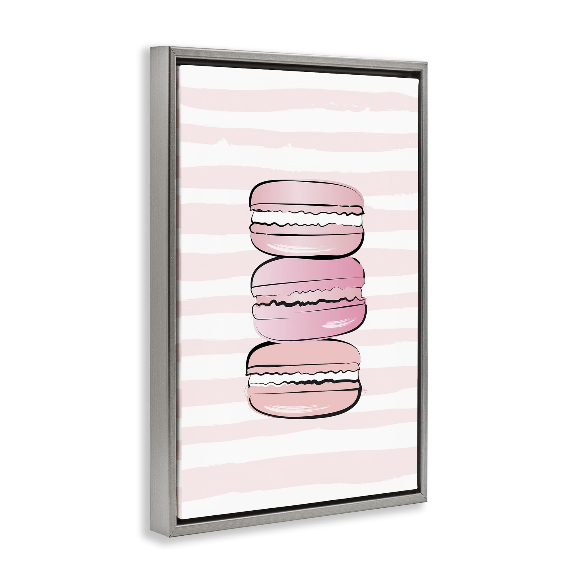 Stupell Industries Blush Pink Macarons Food & Beverage Painting Gray Floater Framed Art Print Wall Art, 21 x 31