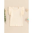 thumbnail image 2 of Bagilaanoe Toddler Baby Girls Summer Tops Fly Sleeve Round Neck Tees 1T 2T 3T 4T 5T 6T Kids Casual T-Shirts Clothes, 2 of 6