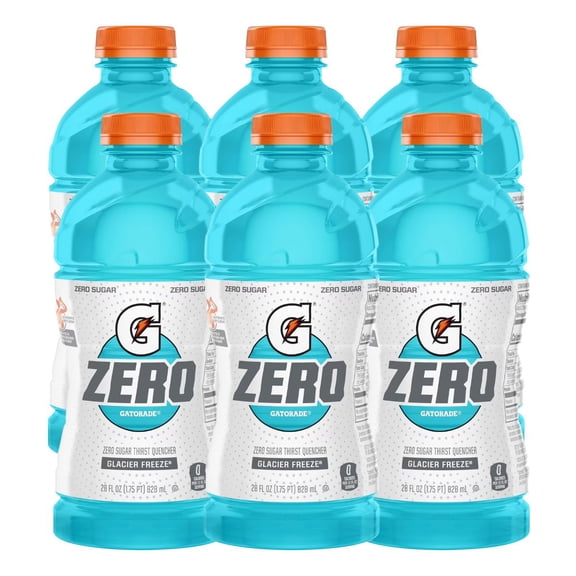 Thirst Quencher for Gatorade Zero Sugar Glacier Freeze Thirst Quencher, 28 Fl Oz Bottle (Pack of 6)