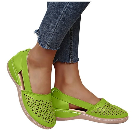 Oyedens Ballet Flats Slip on Loafers for Women Wide Width Low Heels Comfortable Wedge Walking Shoes